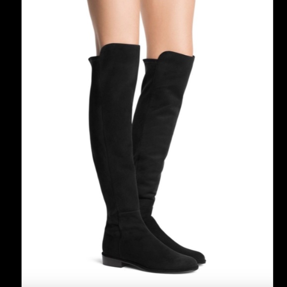 STUART WEITZMAN ALLGOOD BLACK OTK SUEDE STRETCH BOOT 9 - Picture 2 of 12